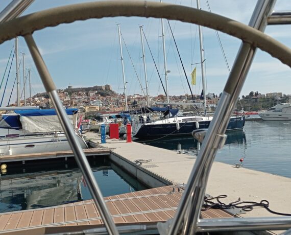 Yacht Pipit moored in Kavala Marina