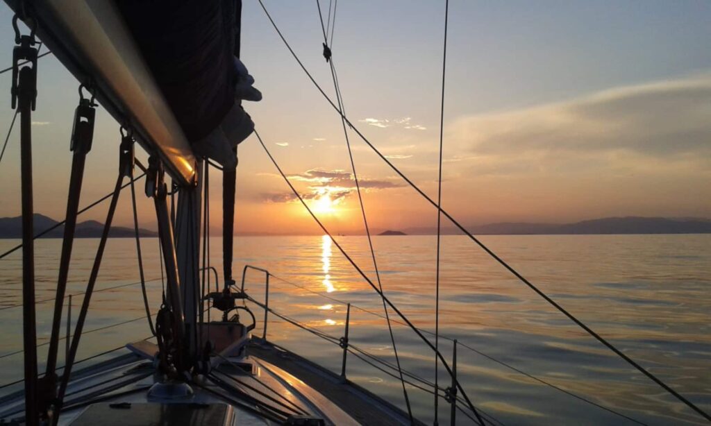Sunset from the deck of Pipit