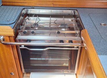 The galley with its gas stove