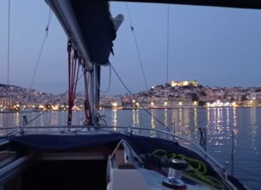 Kavala by night from the deck