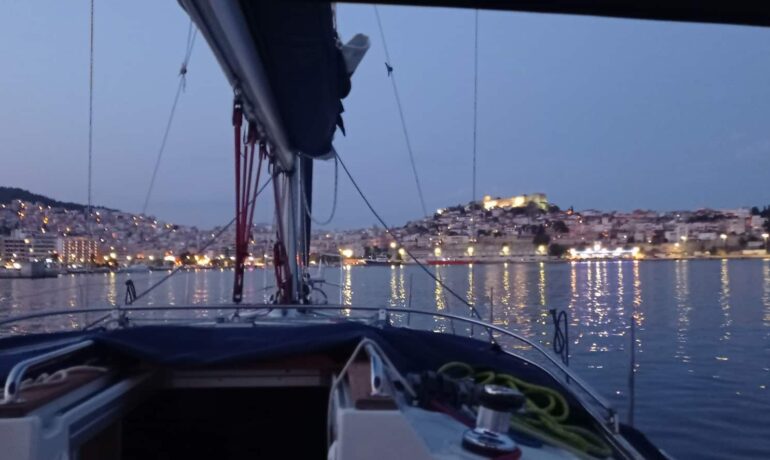 Kavala by night from the deck