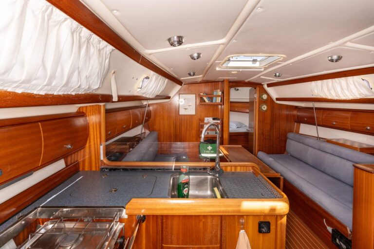 The galley aboard Yacht Pipit