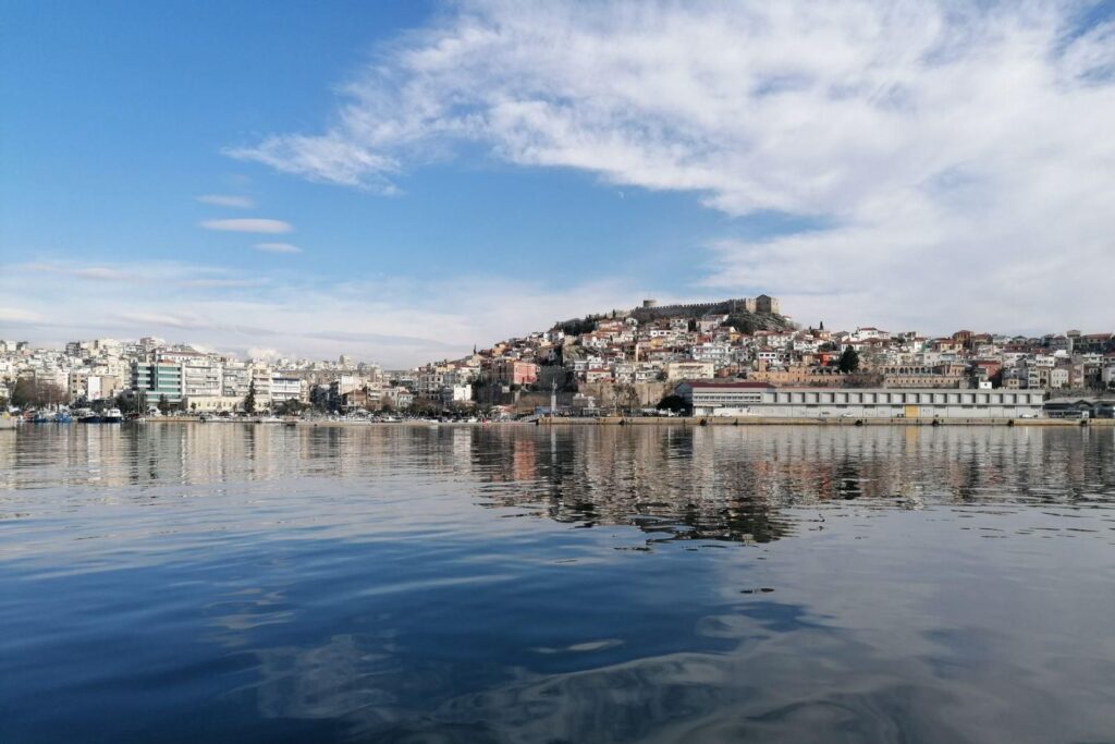 The Kavala waterfront from the water