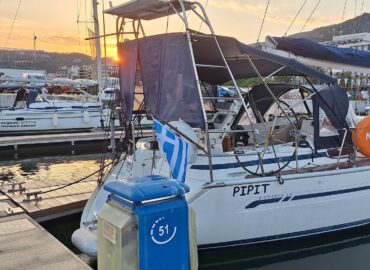 Pipit at her berth at sunset